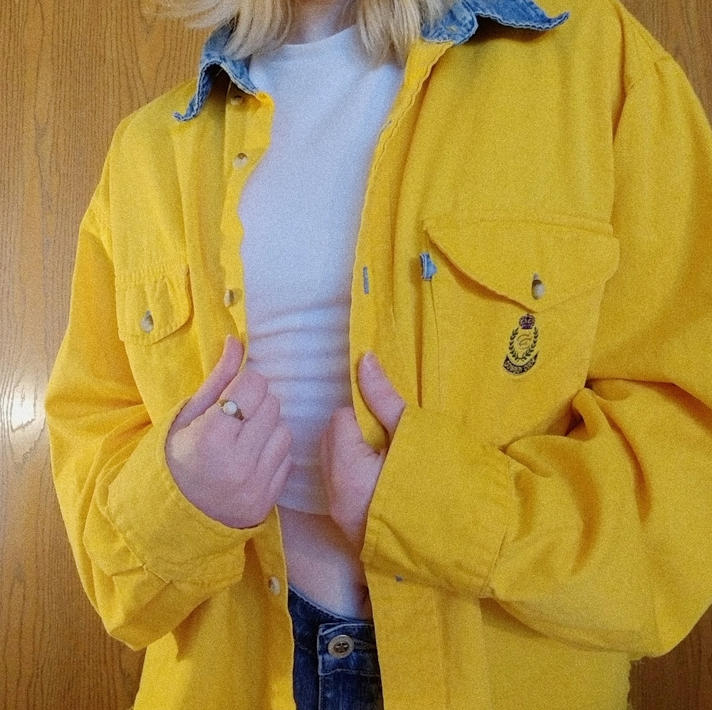 vintage yellow/denim cropped jacket